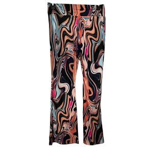 NO BO BOHO FLARE WIDE LEG PALAZZO YOGA LEGGINGS, JUNIORS, L (11-13), MULTICOLORS
